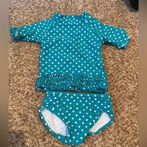 Ruffle Butts 6-12 mo Teal Polka Dot Swimwear